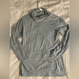 GapFit Striped Mercury Gray White Women's Long Sleeve Top Size M